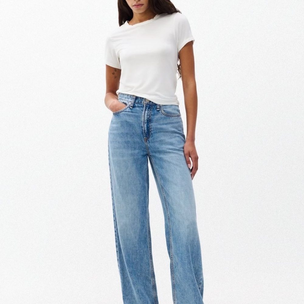 Rag & Bone The Logan Mid-Rise Wide Leg Jeans - Blue
